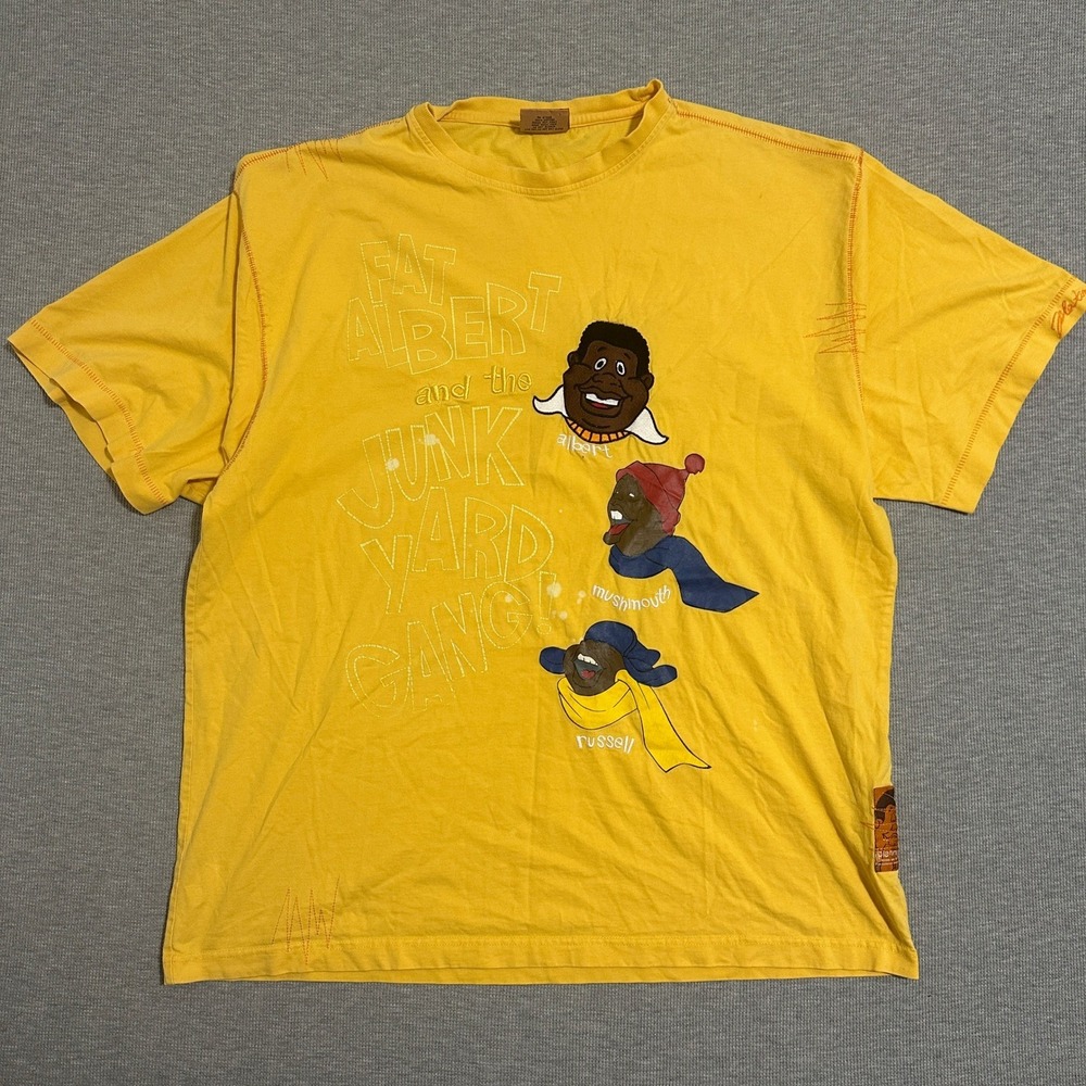 Platinum FUBU Fat Albert Junk Yard Gang Graphic T-Shirt Yellow Mens Size XL